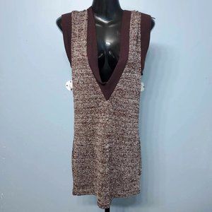 Beiza Women's Brown Knit V-Neck Sleeveless Sweater Shirt Top |Size: M